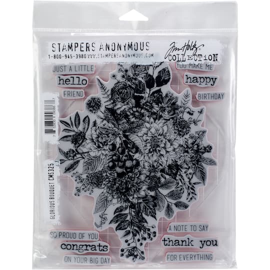 Stampers Anonymous Tim Holtz&#xAE; Glorious Bouquet with Grid Block Cling Stamps